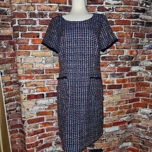 Talbot's Tweed Dress Blue, Red, Silver Size 12P
